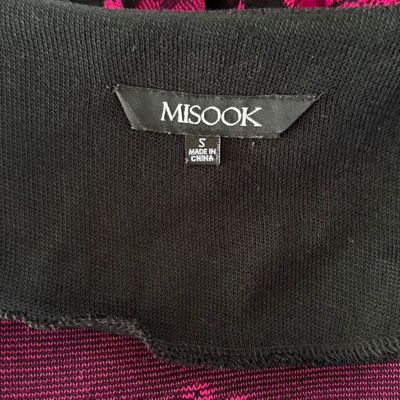 Misook jacquard knit open cardigan sweater womens size small black pink lace pat - Picture 6 of 9